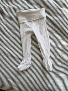 H&M White Organic Cotton Baby Footed Pants